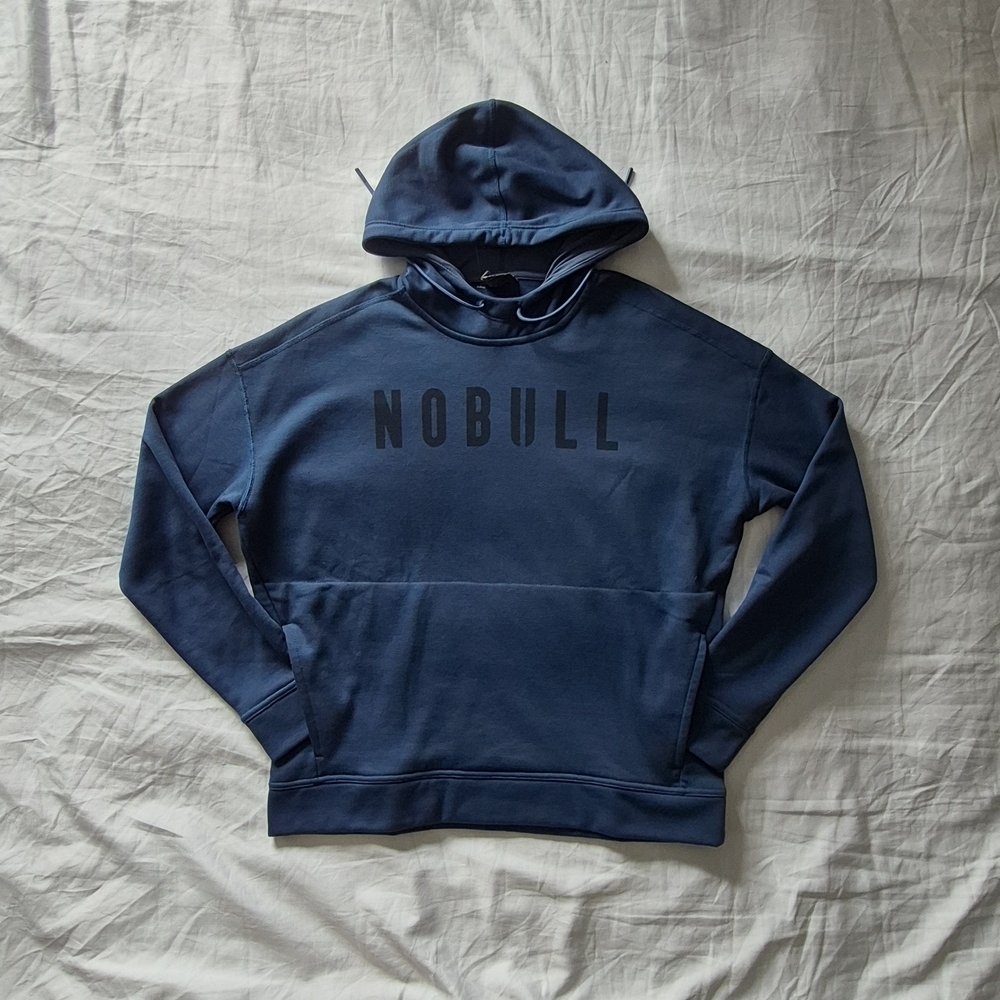NOBULL Men's Dark Navy Pullover Hoodie with Chest Logo